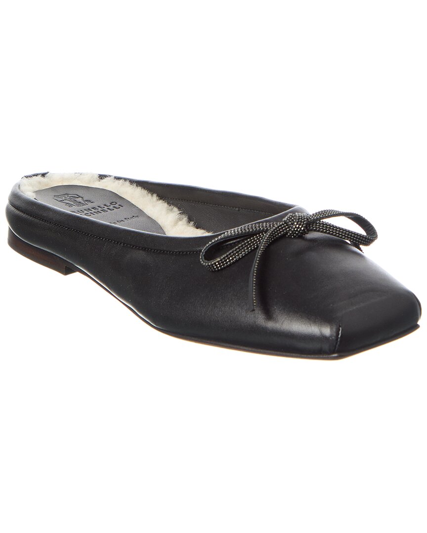 Brunello Cucinelli Leather Mule In Black
