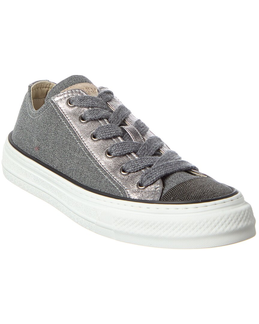 Brunello Cucinelli Leather Sneaker In Gray