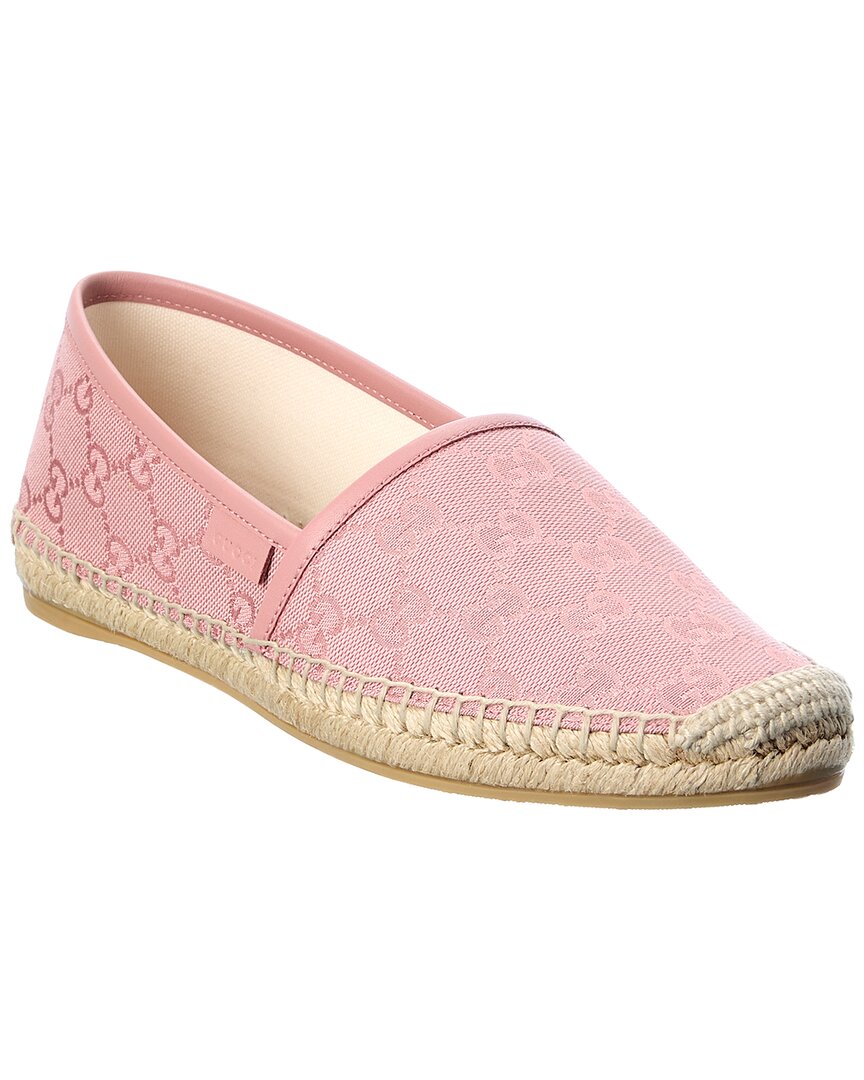 Shop Gucci Gg Canvas & Leather Espadrille In Pink