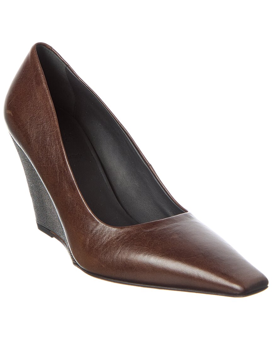 Brunello Cucinelli Leather Pump In Brown