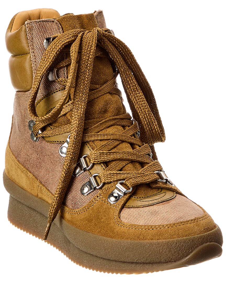 Isabel Marant Brendty Canvas & Suede Hiking Boot In Brown