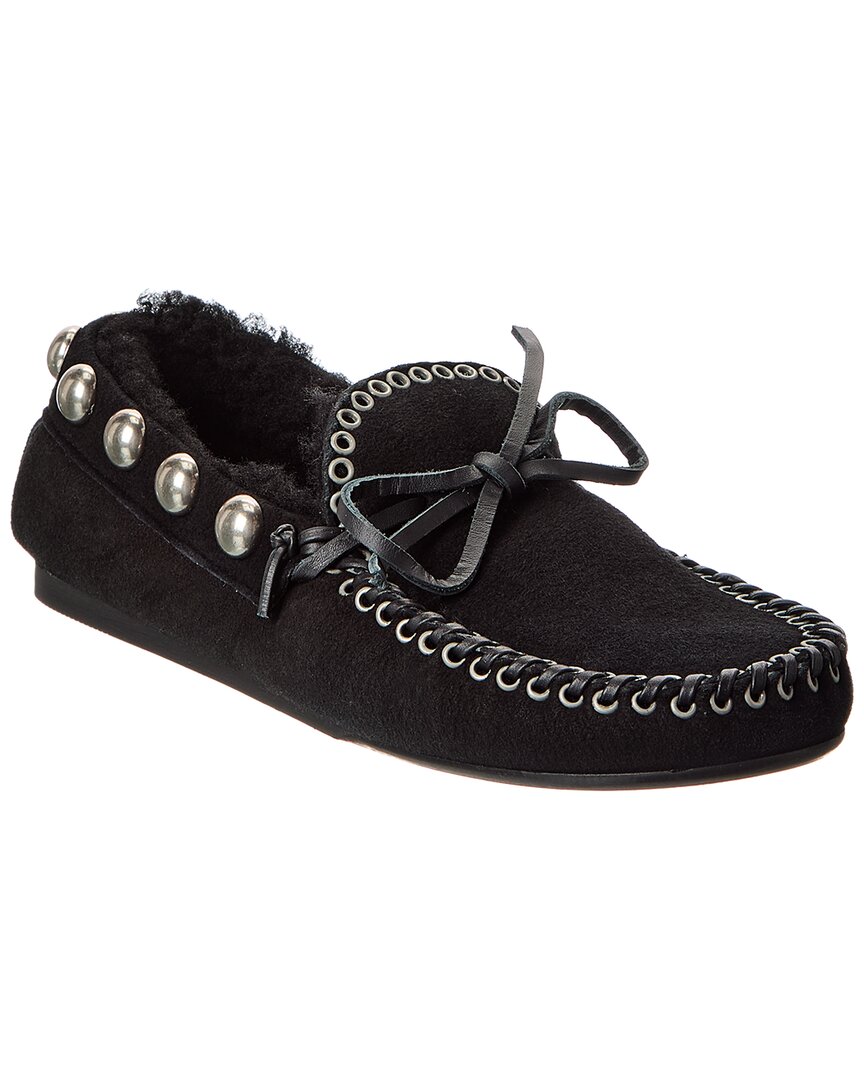 Isabel Marant Fitza Loafers Bow Studs Flat Sole In Black