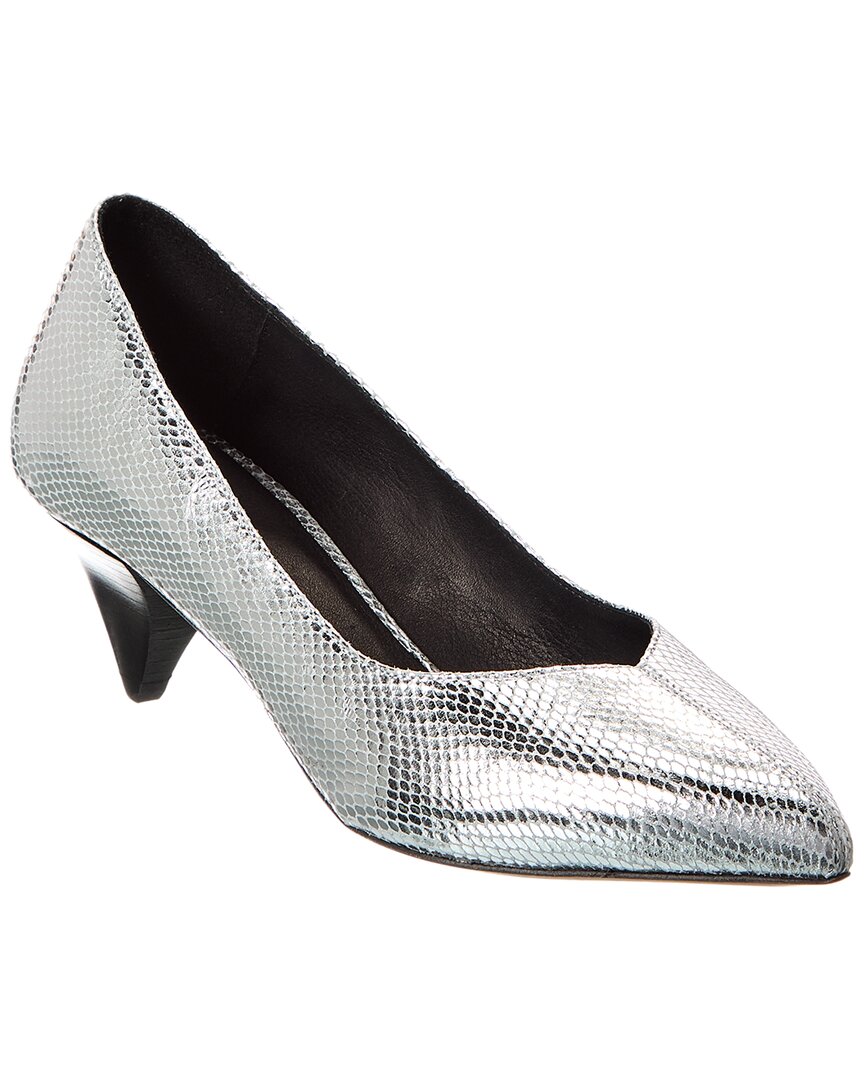Isabel Marant Poomi Snake-embossed Leather Pump In Silver