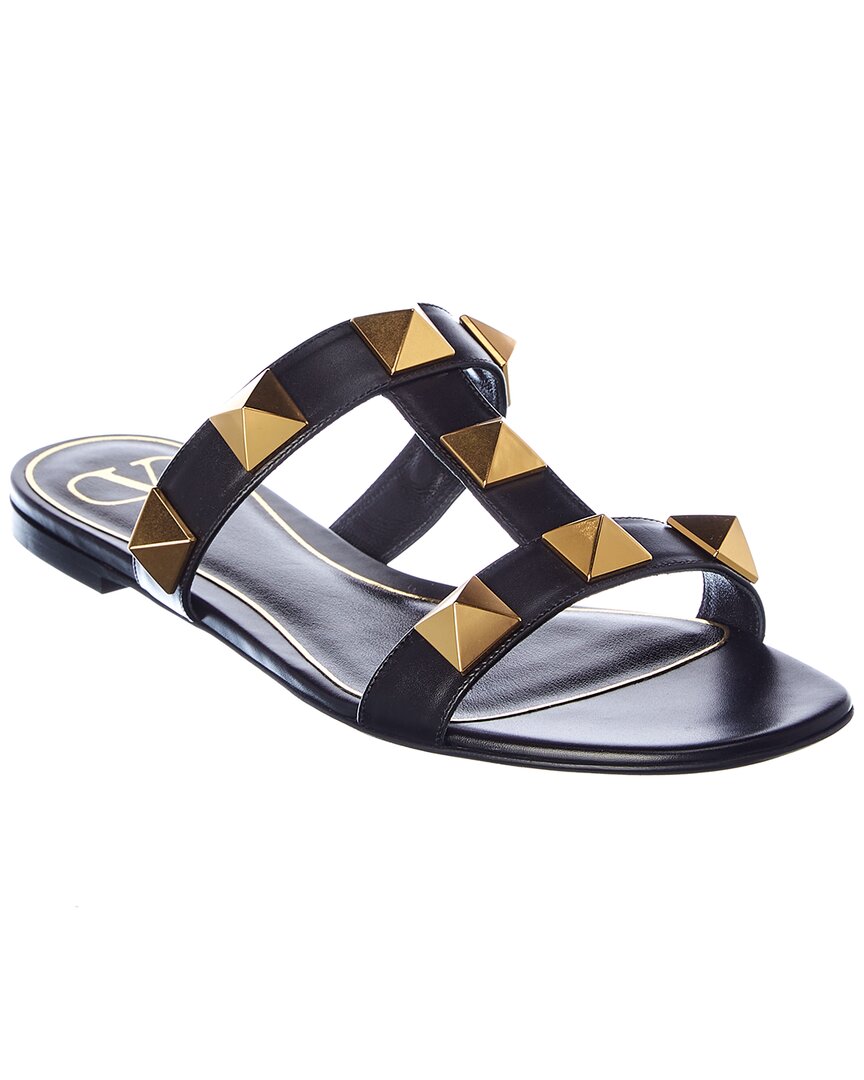 Valentino Garavani Roman Stud Leather Sandal In Black | ModeSens