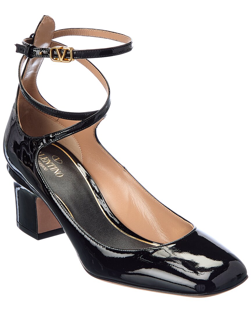 Valentino 60mm Tan-go Patent Leather Pumps In Black