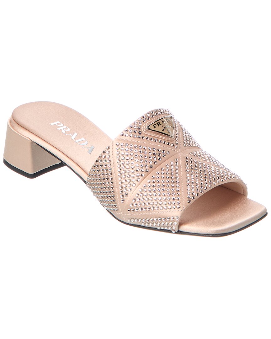 Prada Logo Satin Sandal In Multi