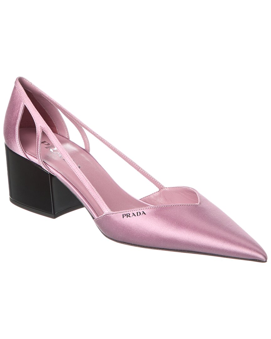 Prada Cutout Satin Pointy-toe Pump In Multi