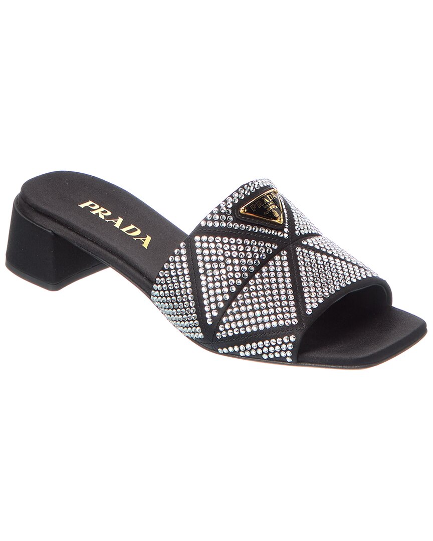 Prada Logo Leather Mule In Multi