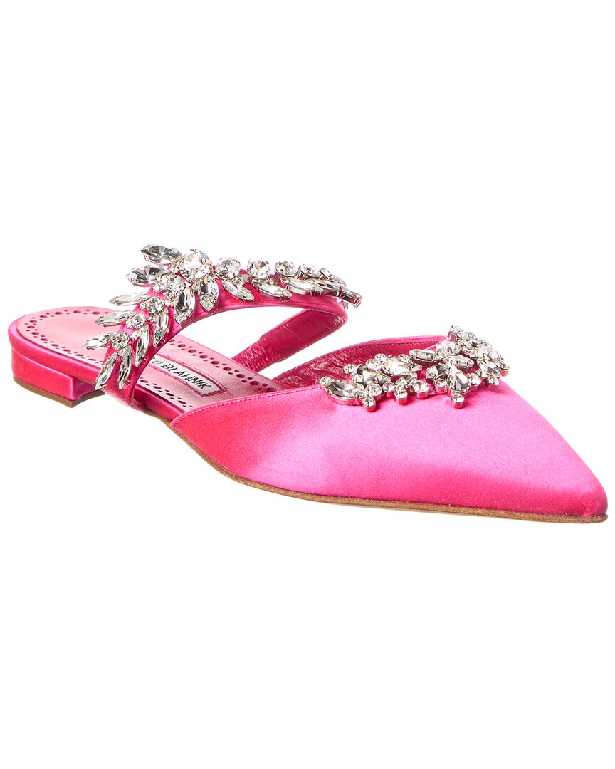 Manolo Blahnik Lurum Satin Mule In Pink