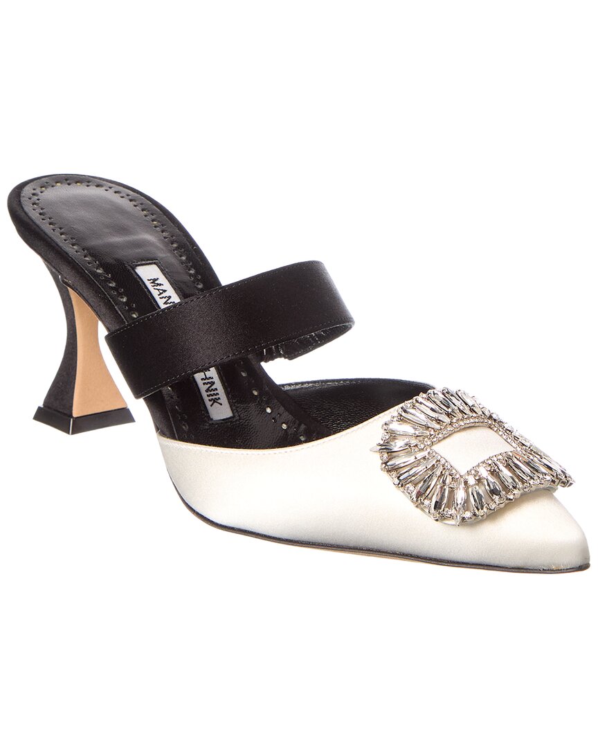 Manolo Blahnik Scapetamu 70 Satin Mule In Black