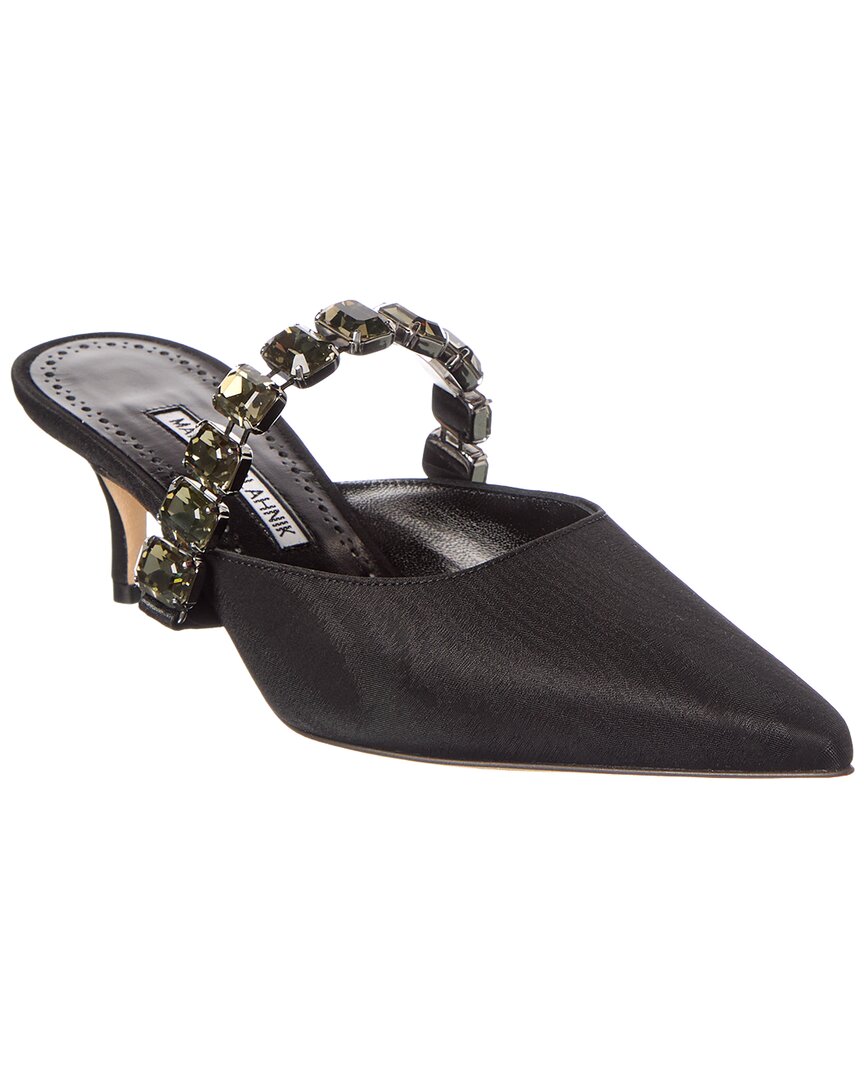 Manolo Blahnik Humibamu 50 Moire Mule In Brown