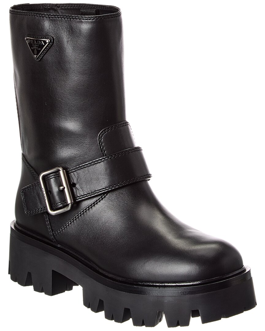 Prada Leather Boot In Black
