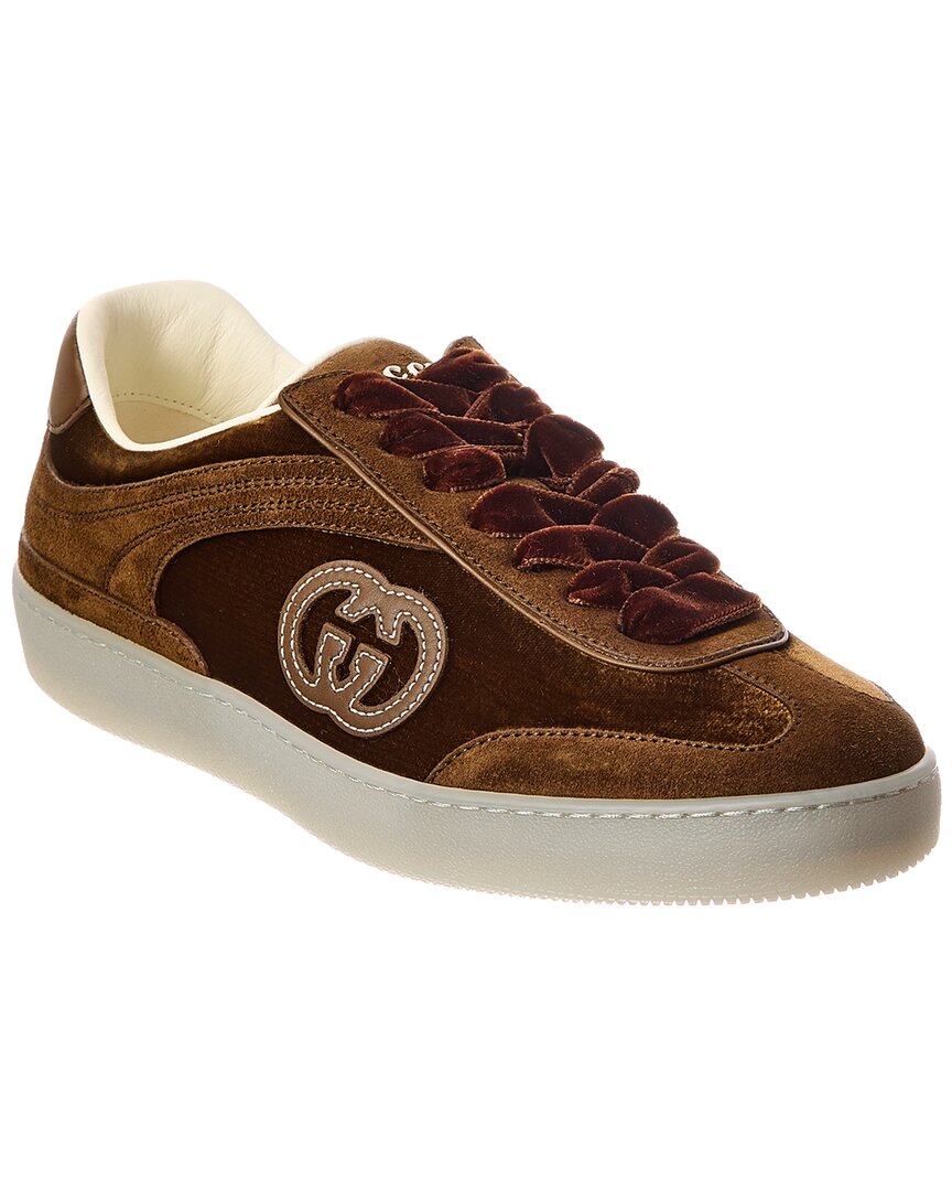 Gucci G75 Velvet & Suede Sneaker In Multi