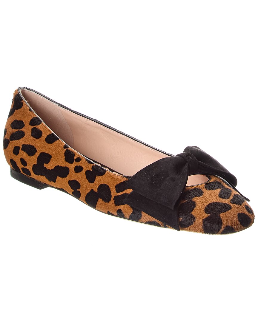 Valentino Bowow Haircalf & Suede Ballerina Flat In Brown
