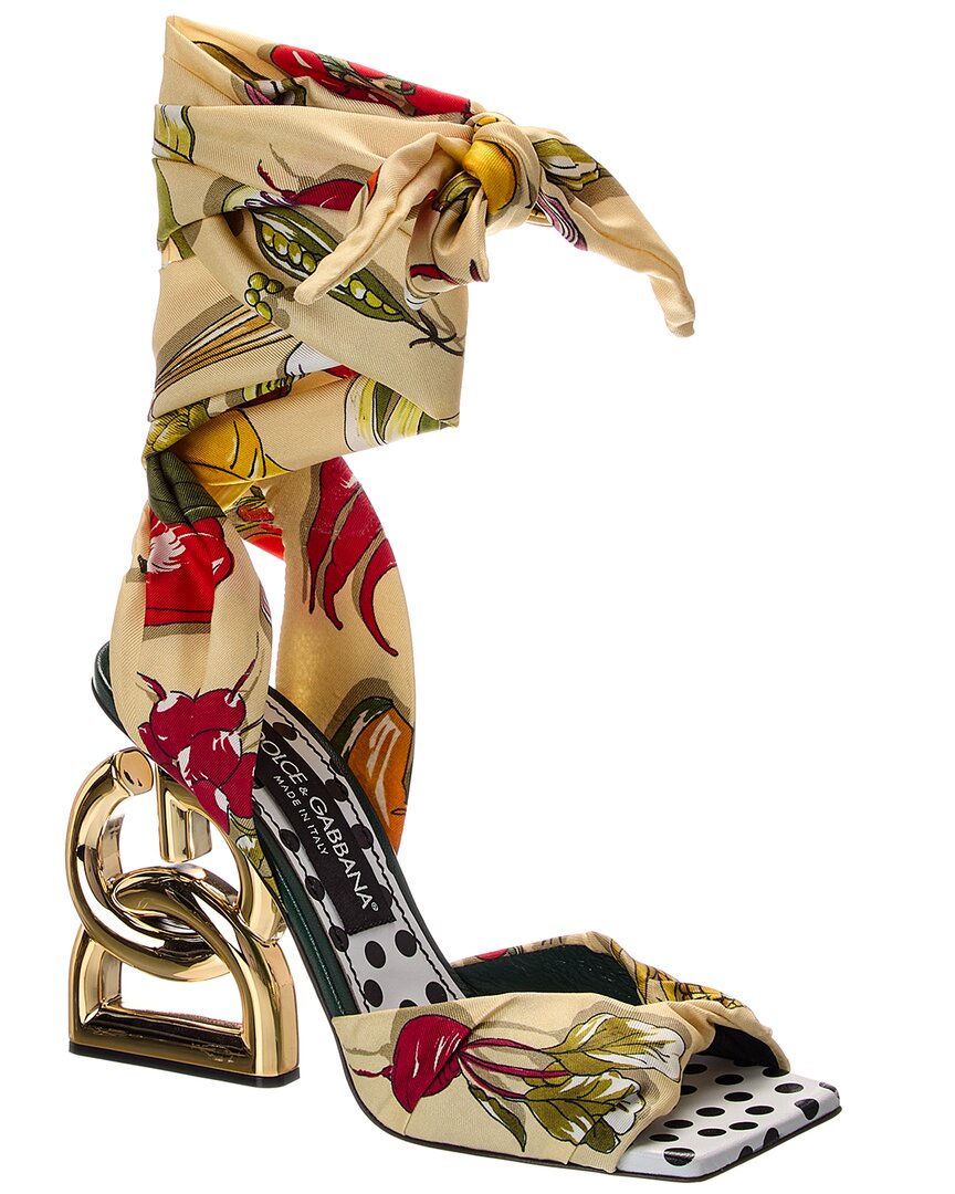 Dolce & Gabbana Logo Leather Sandal In Multi