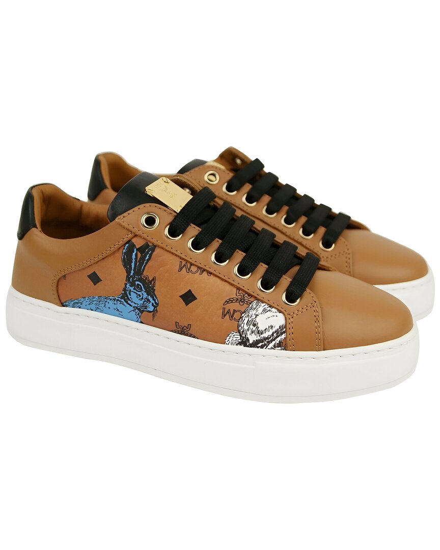 Mcm Coated Canvas Sneaker In Brown