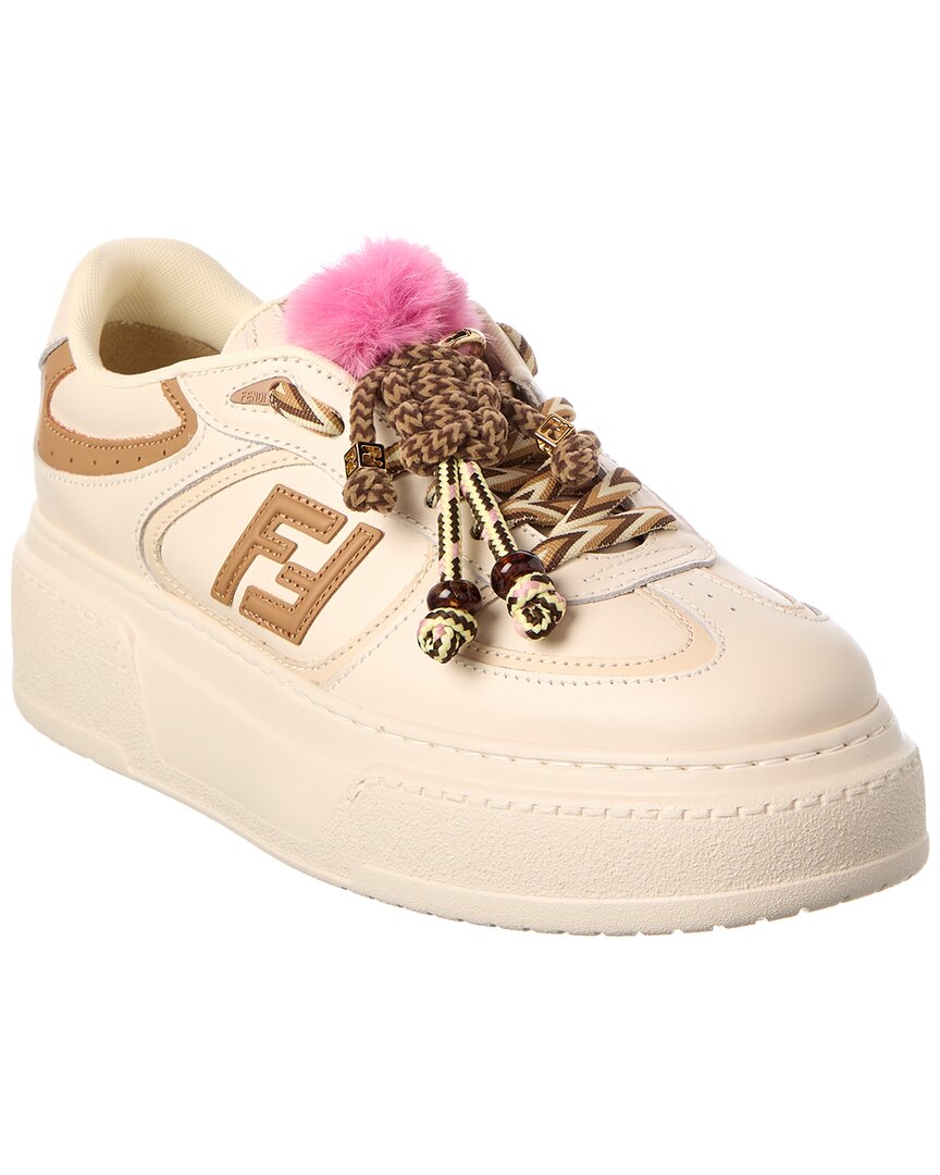 Fendi Dnu Inv  Match Leather Platform Sneaker In Neutral