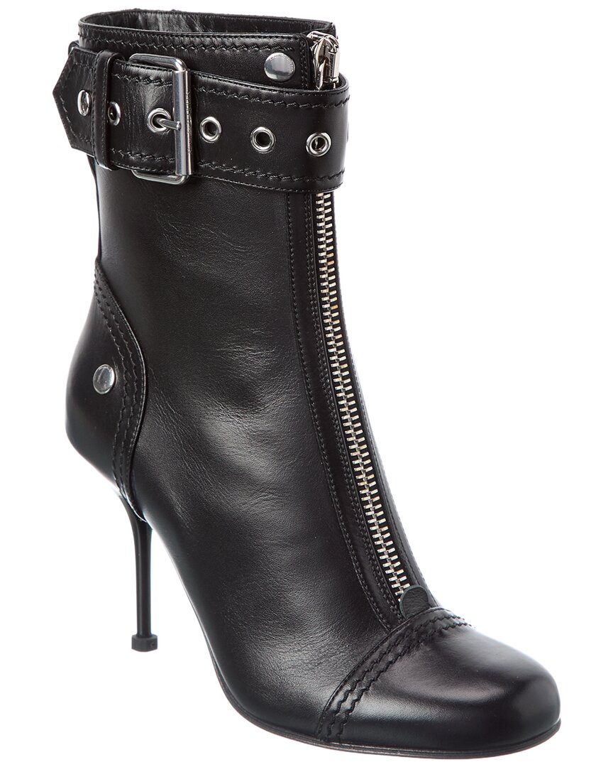 Alexander Mcqueen Slou Leather Boot In Black