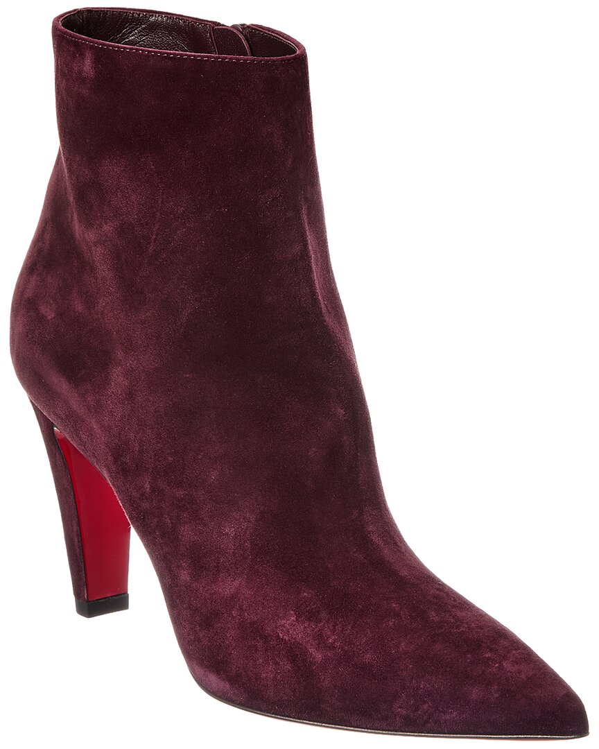 Christian Louboutin Vibella 85 Suede Bootie In Red