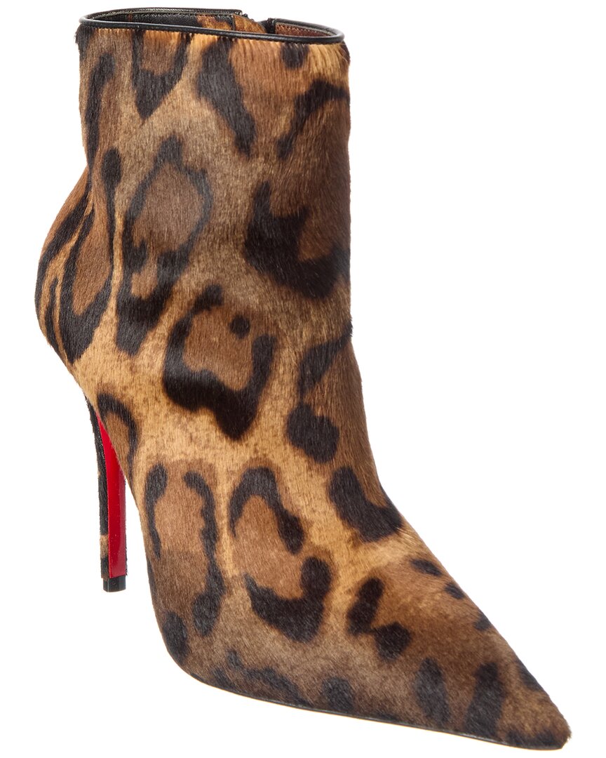 Christian Louboutin Miss Z 100mm Leopard Pony Hair Ankle Boots In Animal Print