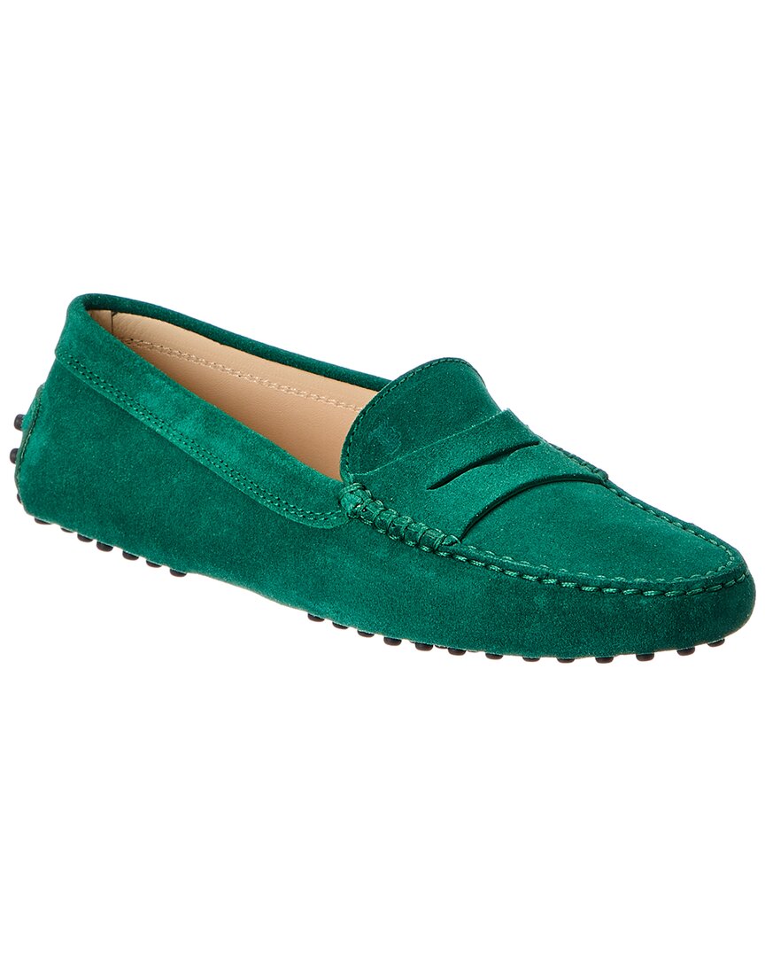 Tod's Gommini Suede Loafer In Green
