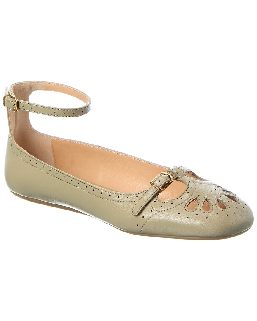 Chloé Misty Leather Ballerina Flat In Green