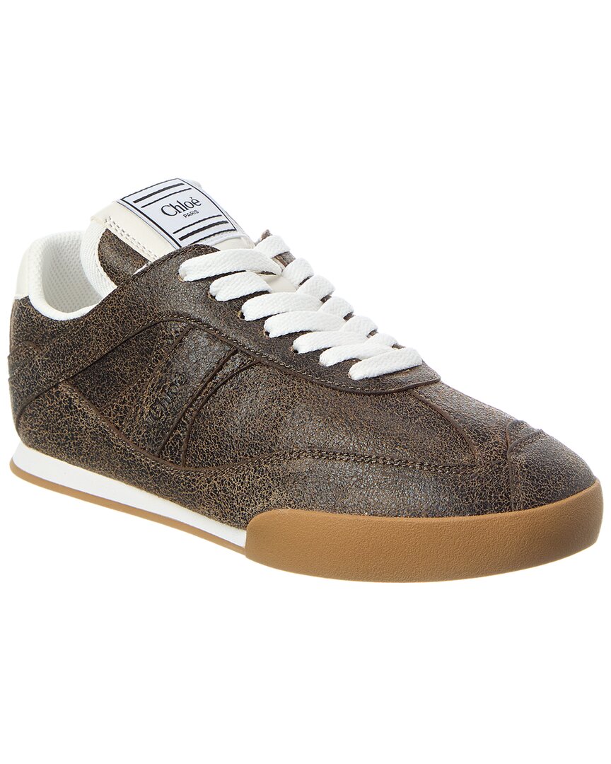 Chloé Kick Leather Sneaker In Brown