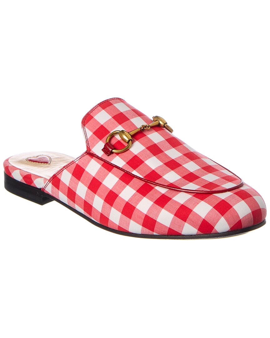 Gucci Princetown Gingham Slipper In White