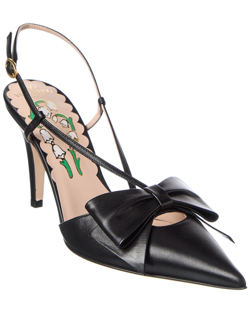 Valentino Garavani Valentino Bowow 85 Leather Slingback Pump In Black