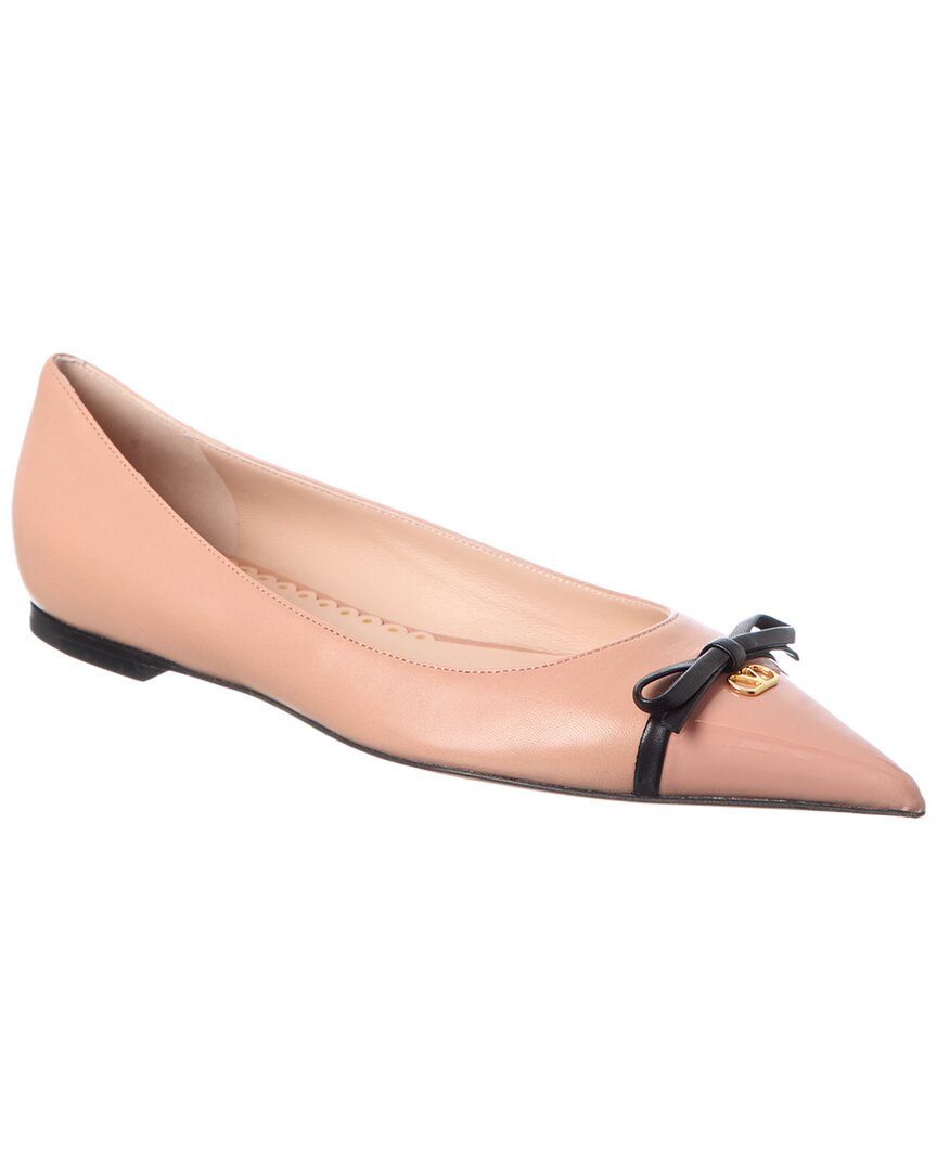 Valentino Garavani Valentino Vlogo Leather Ballerina Flat In Pink