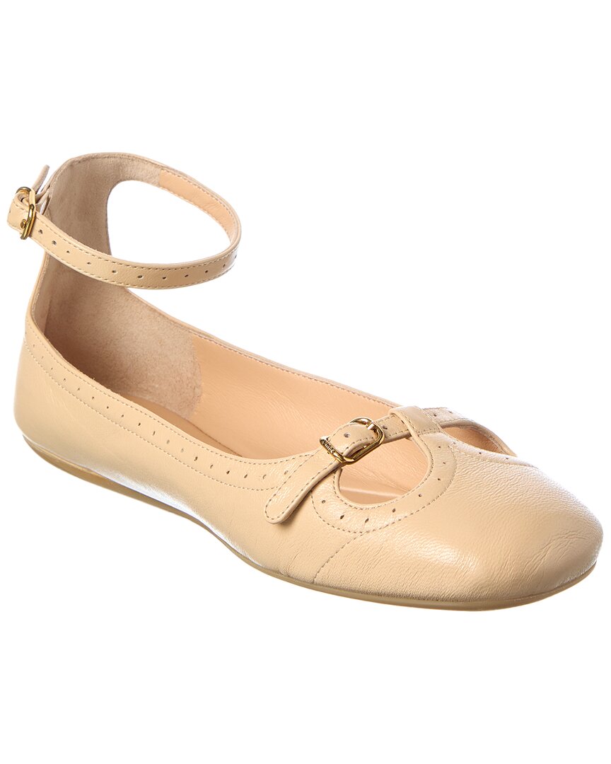 Chloé Misty Leather Ballerina Flat In Nude