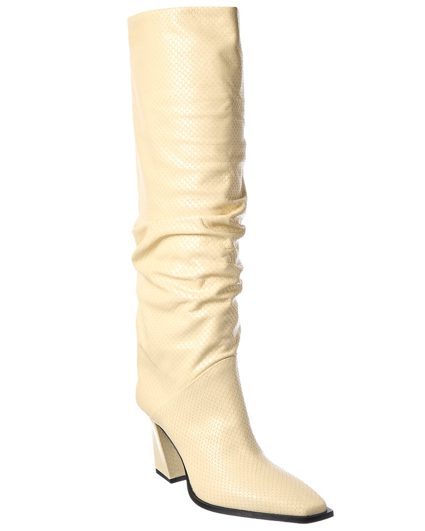 Jimmy Choo Hart 85 Snake-embossed Leather Knee-high Boot In Neutral