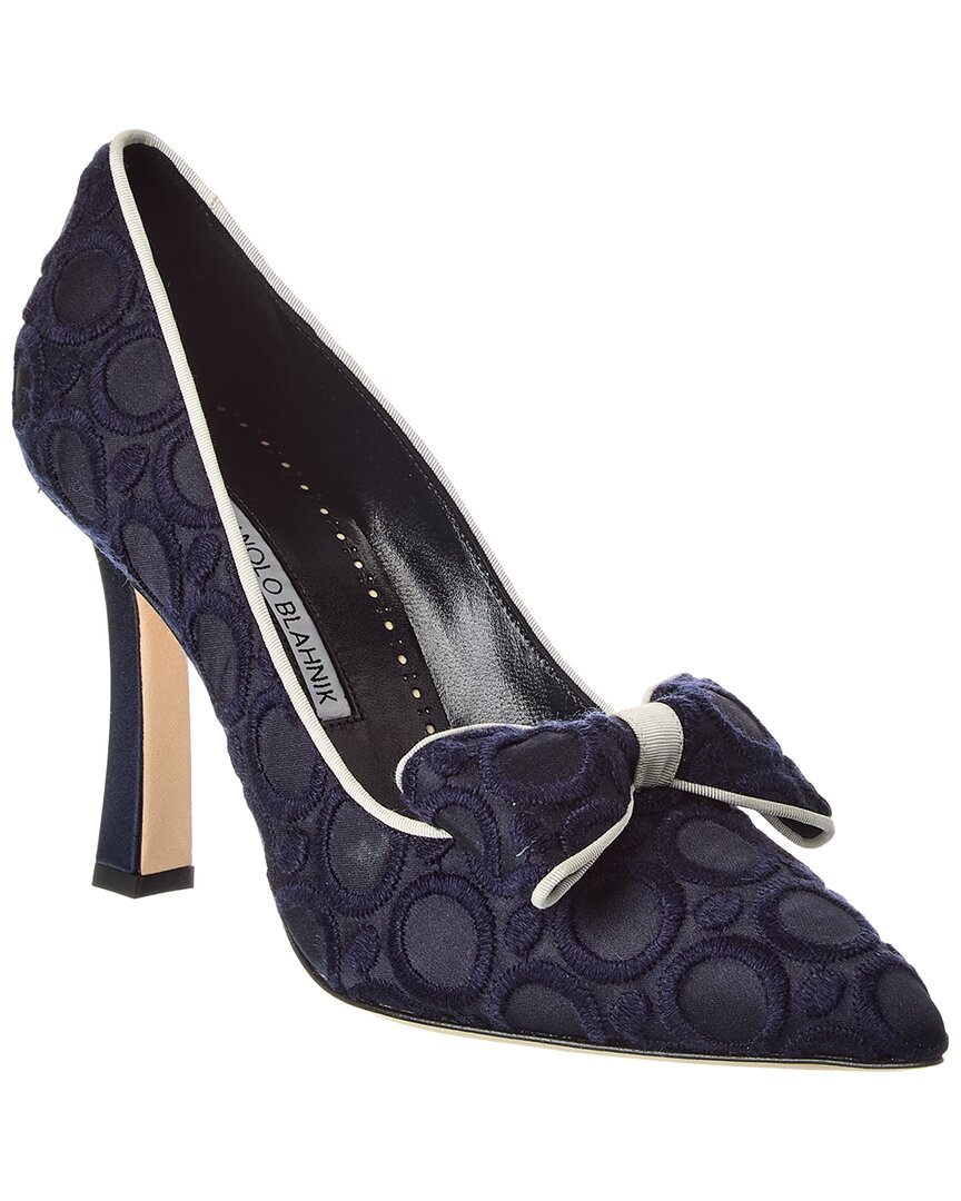 Manolo Blahnik Epirotes 100 Canvas Pump In Blue