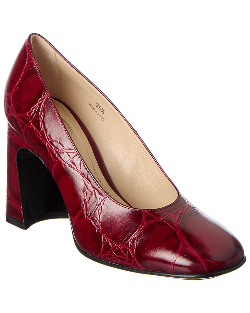 Tod's Croc-embossed Leather Pump In Red