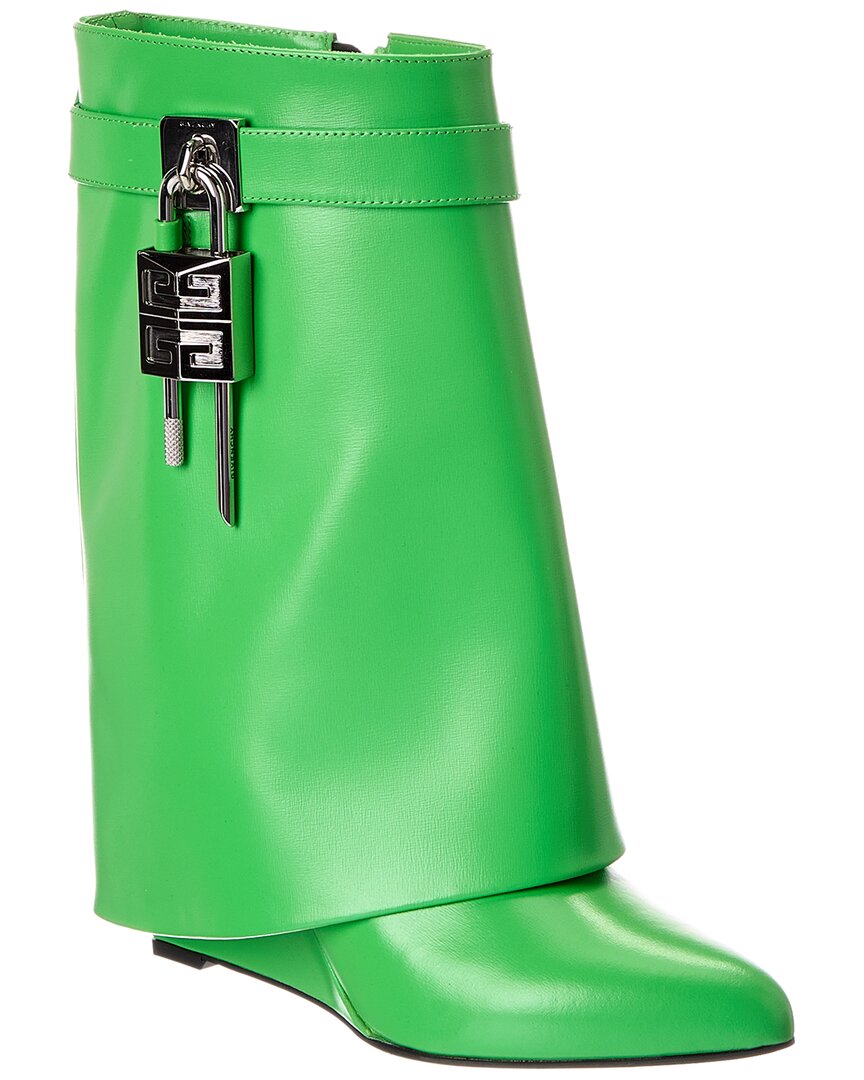 Givenchy Shark Lock Leather Boot In Green
