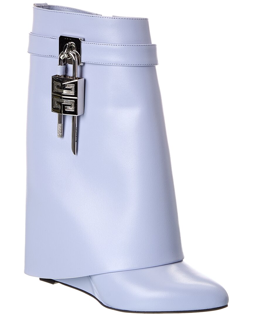 Givenchy Shark Lock Leather Boot In Blue