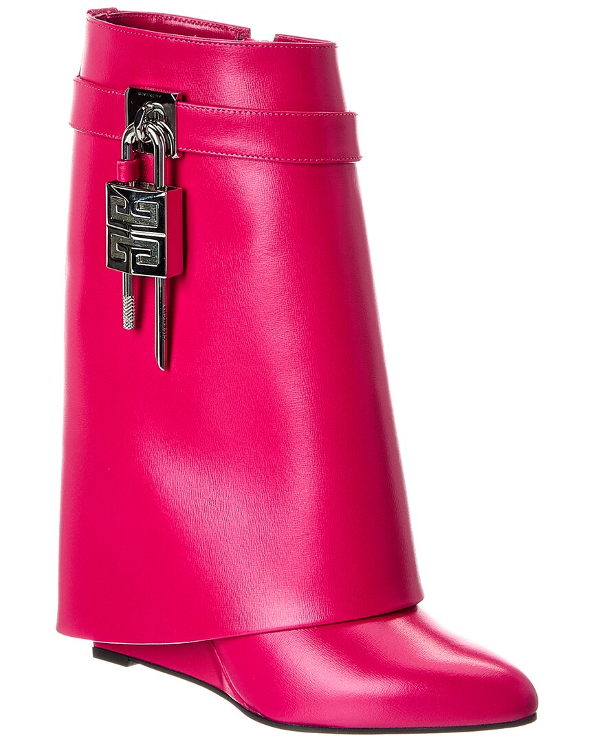 Givenchy Shark Lock Leather Boot In Red