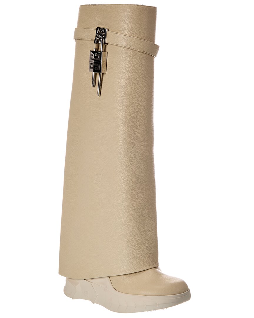 Givenchy Shark Lock Leather Knee-high Biker Boot In Multi