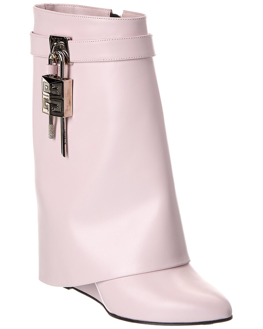 Givenchy Shark Lock Leather Boot In Pink