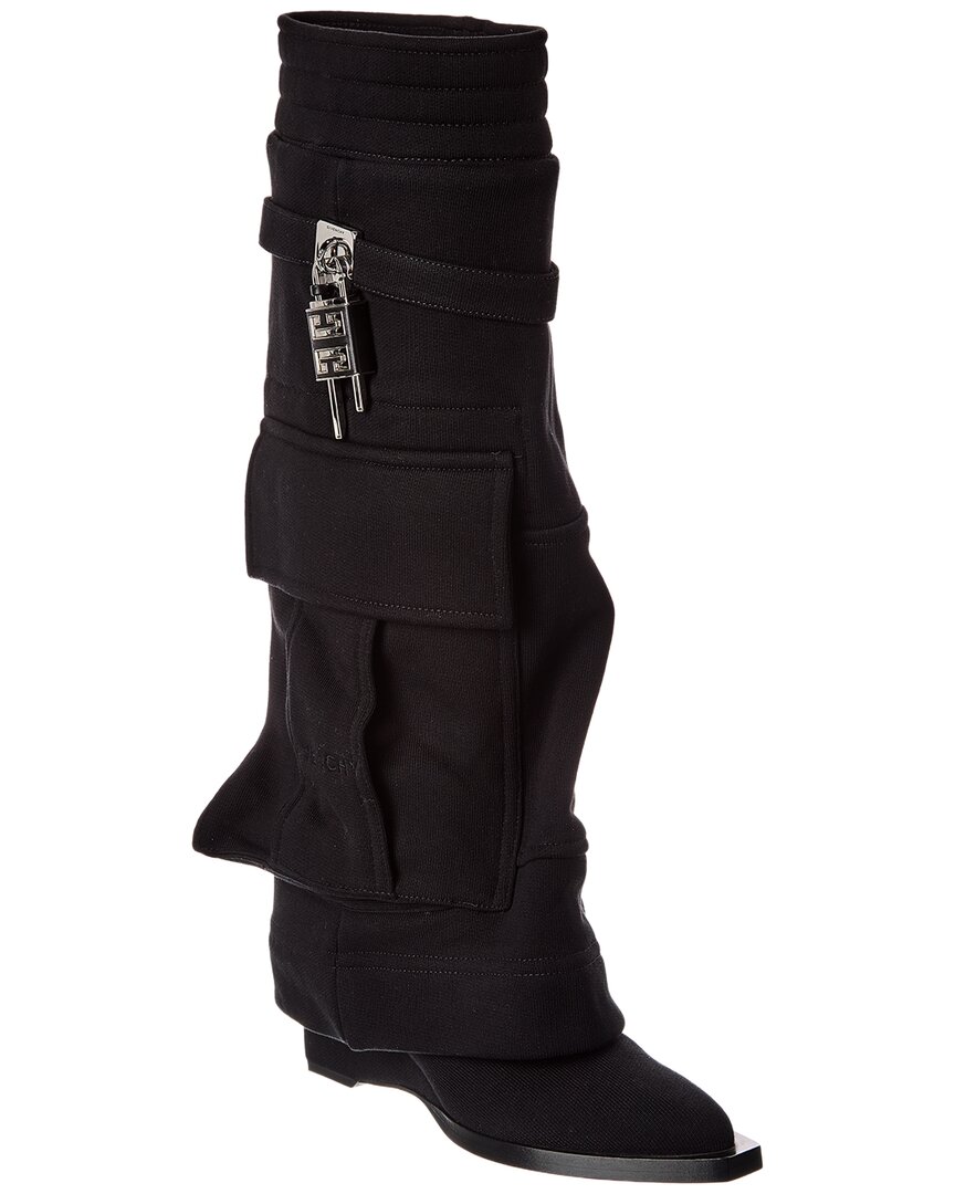 Givenchy Shark Lock Knee-high Cowboy Boot In Black