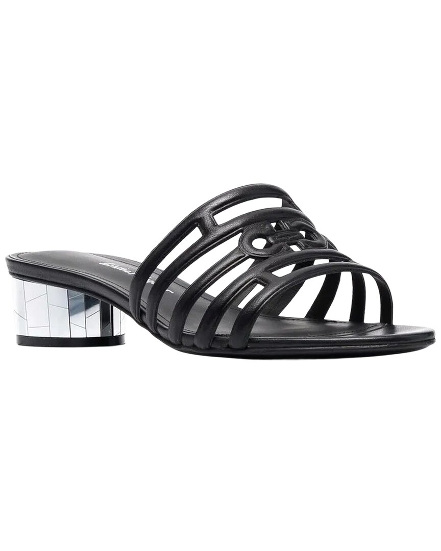 Ferragamo 30mm Finn Leather Slide In Black