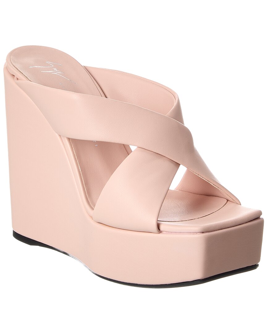 Giuseppe Zanotti Zanilla 90 Leather Wedge Sandal In Pink