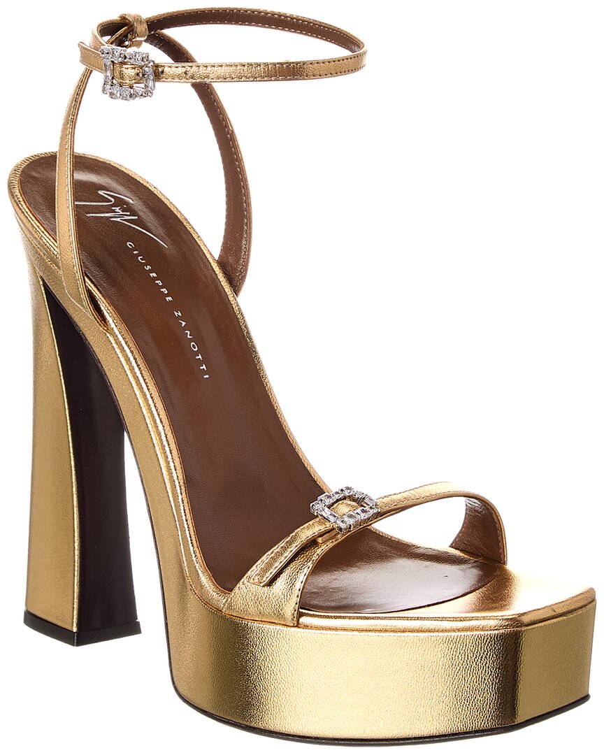 Giuseppe Zanotti Destino 100 Leather Platform Sandal In Gold