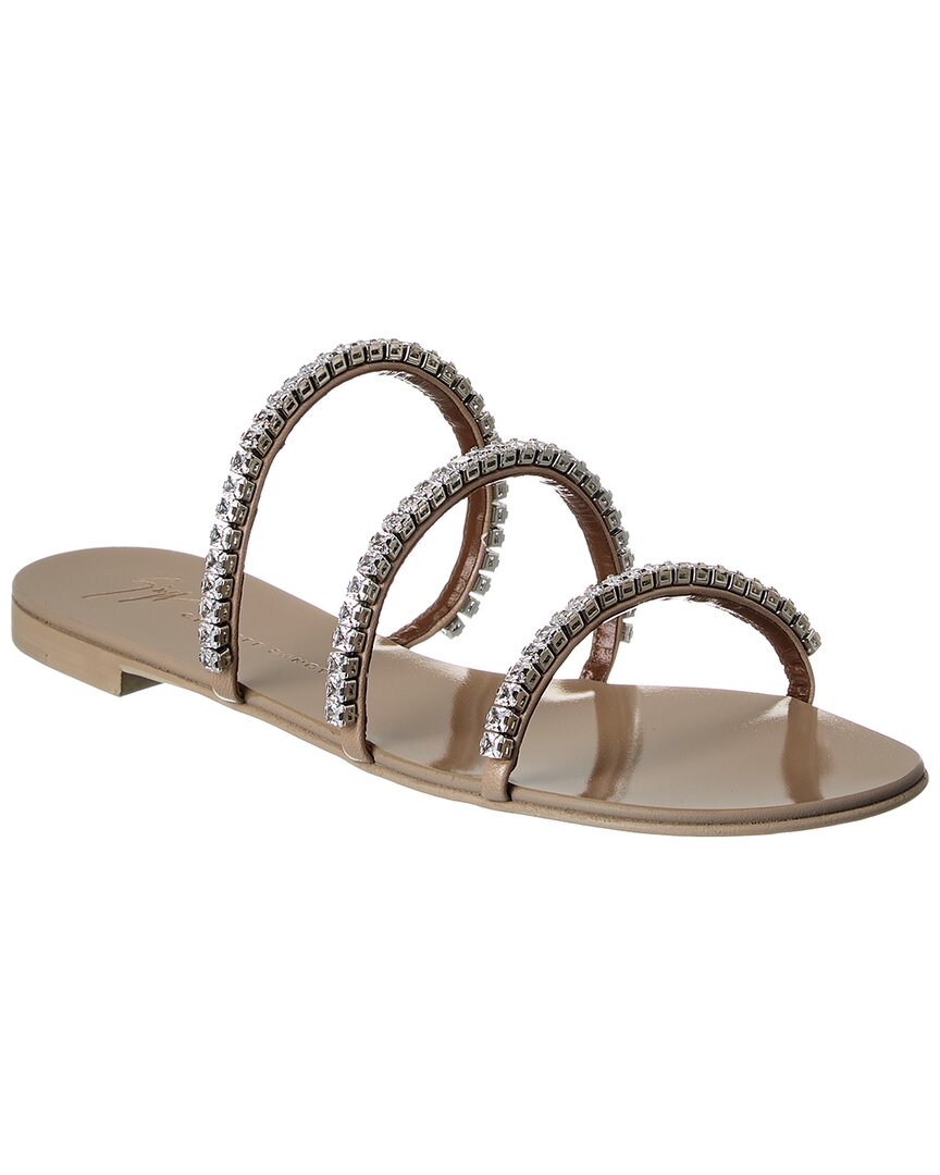 Giuseppe Zanotti Roll Leather Sandal In Gray