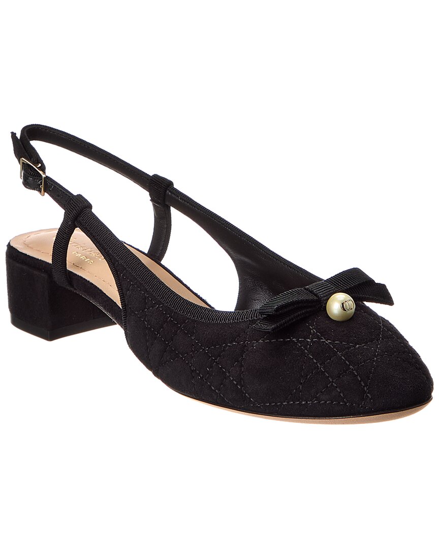Dior Ballet Quilted Suede Slingback Pump In Black