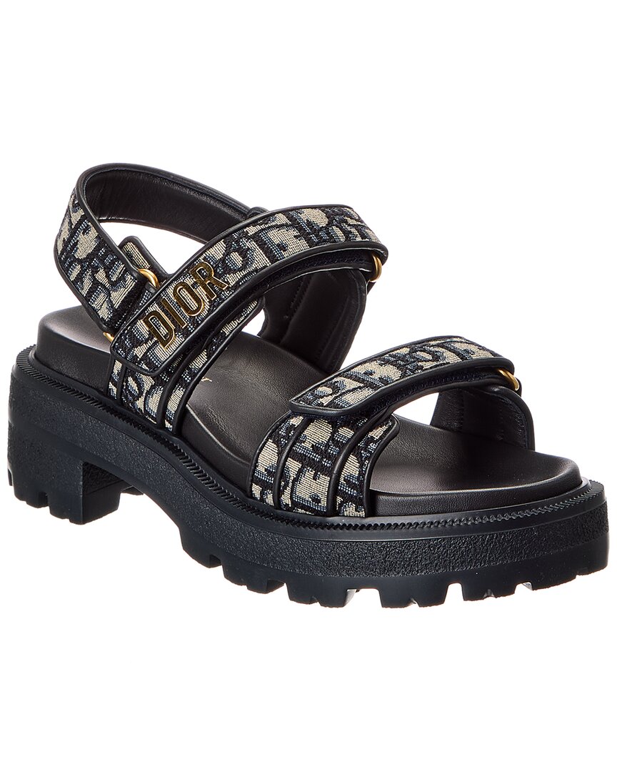 Dior Act Oblique Canvas & Leather Sandal In Gray