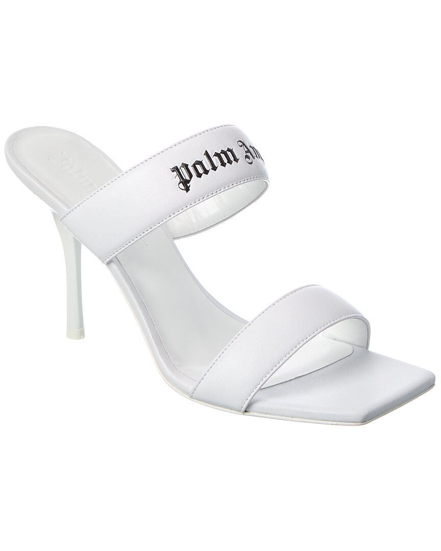 Palm Angels Logo Band Leather Sandal In White