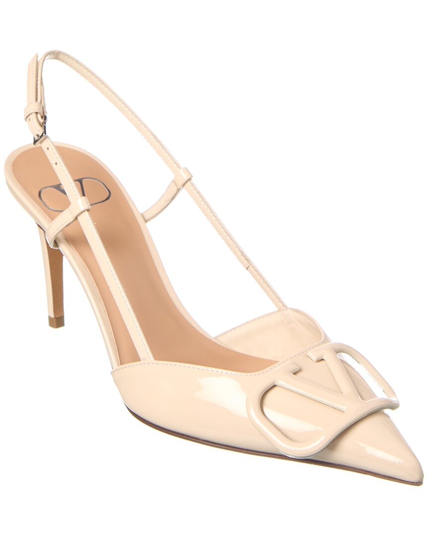 Valentino Garavani Valentino Vlogo Signature 90 Patent Slingback Pump In Neutral