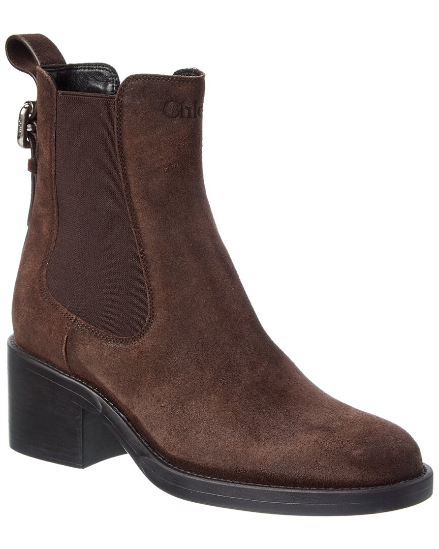 Chloé Chloe Logo Leather Boot In Brown