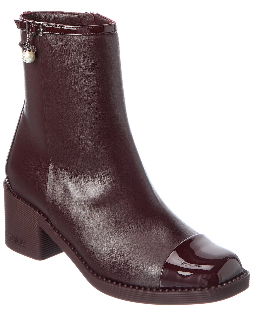 Jimmy Choo Adry 60 Leather Bootie In Burgundy